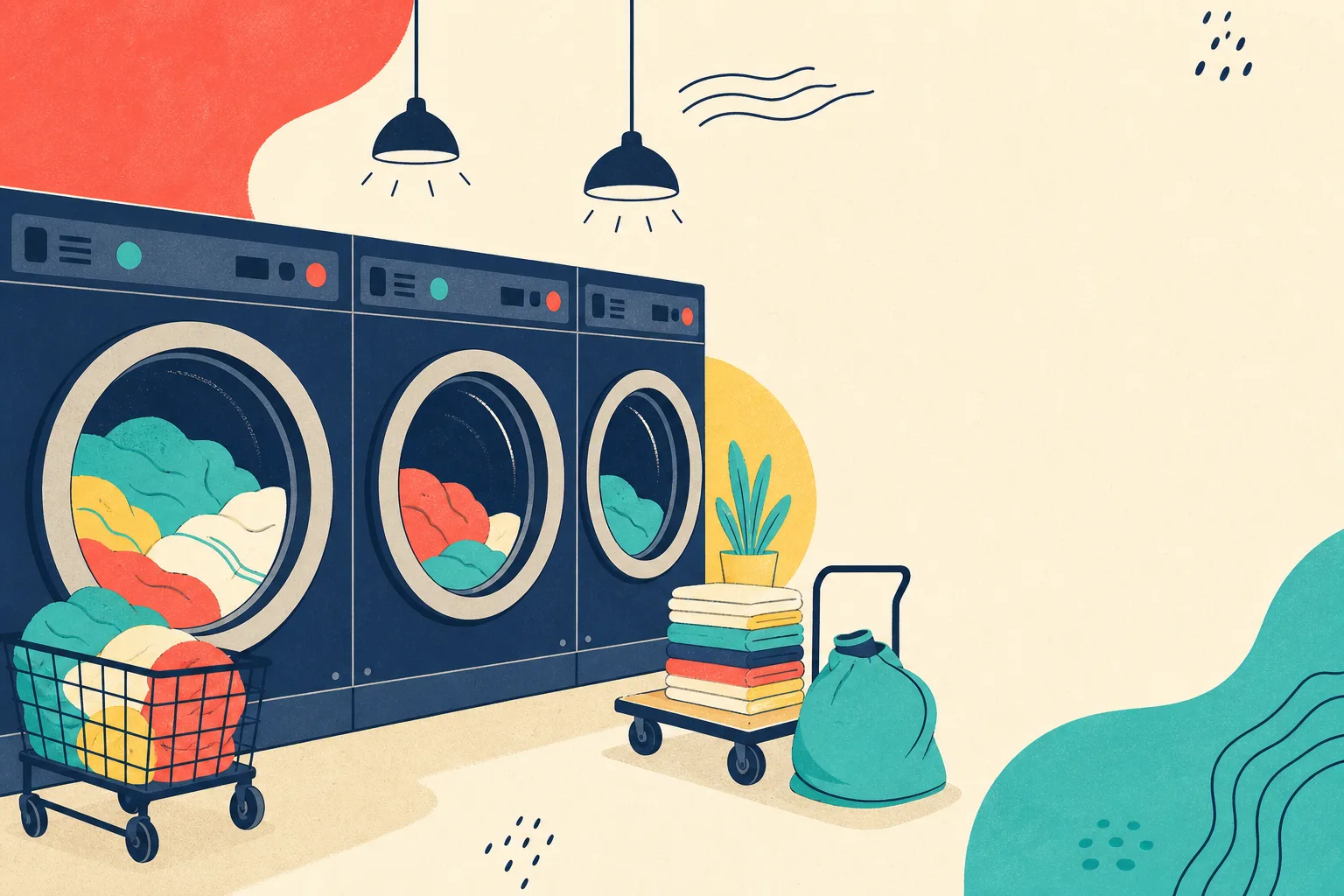 Flat illustration for the article "Benefits of Jumbo Washers".