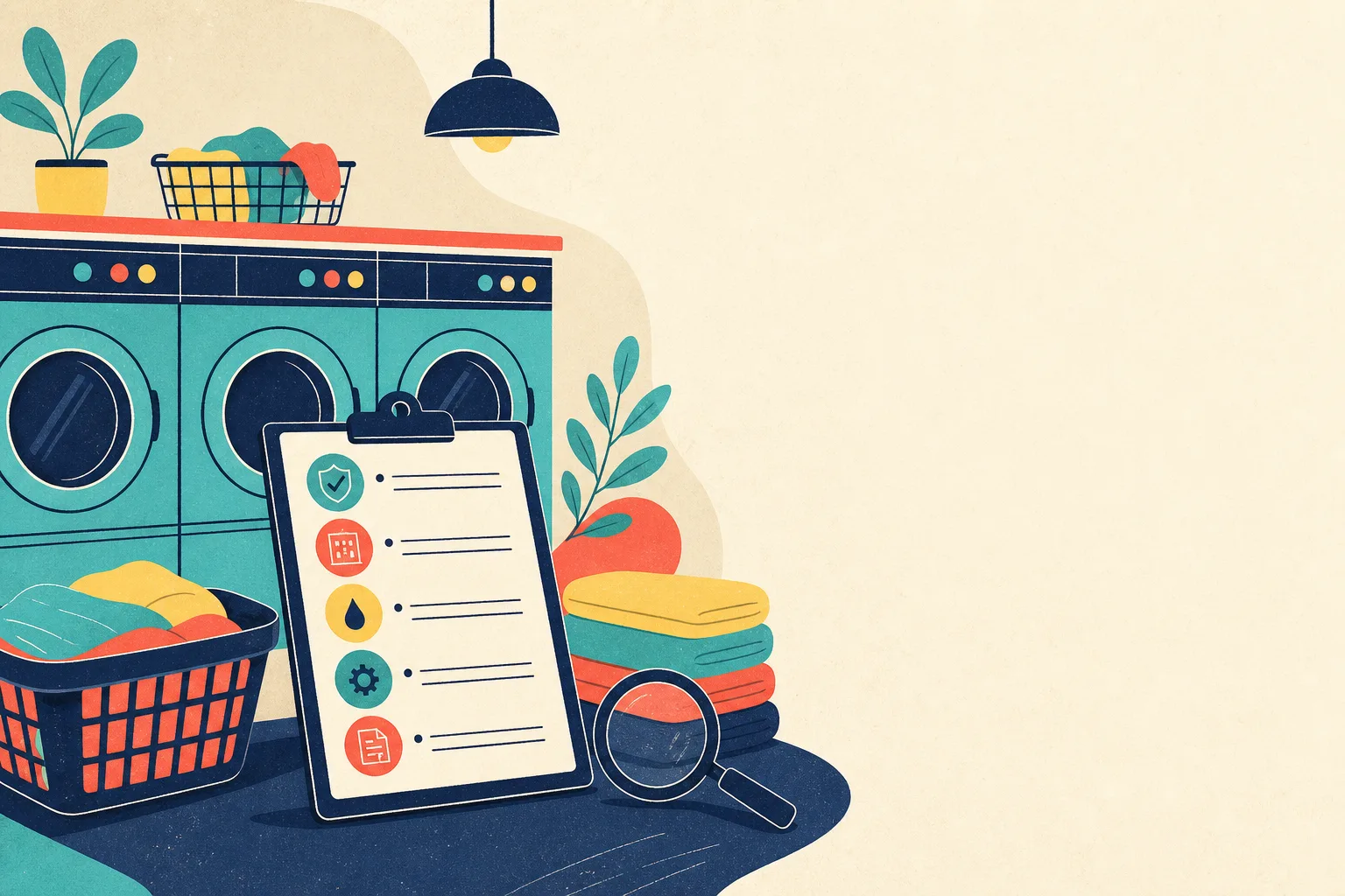 Flat illustration for the article "Disclosures Laundromat Buyers Should Include in Offer to Purchase Agreement".