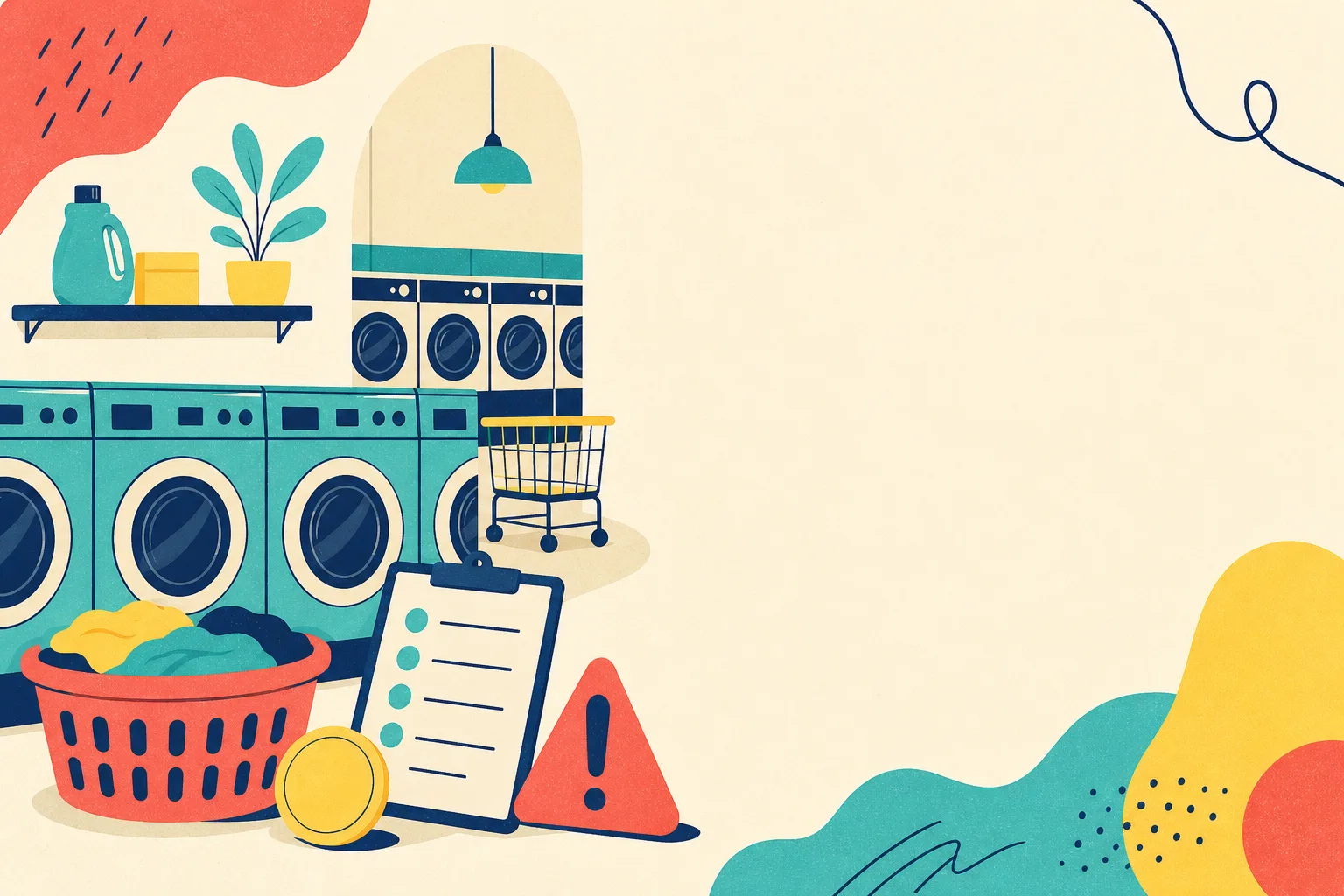 Flat illustration for the article "First Time Laundromat Buyers".