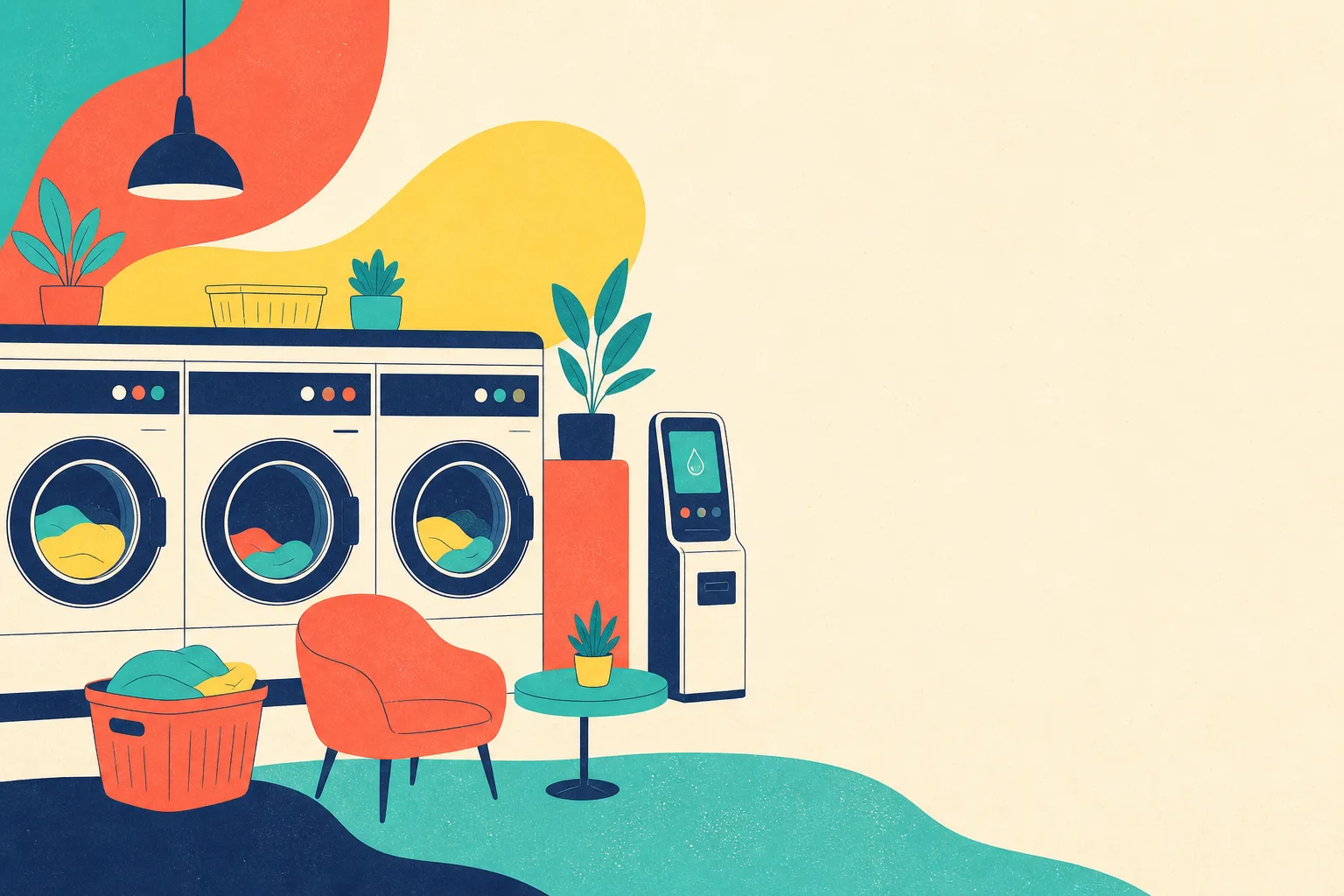 Flat illustration for the article "FUTURE of laundromats".
