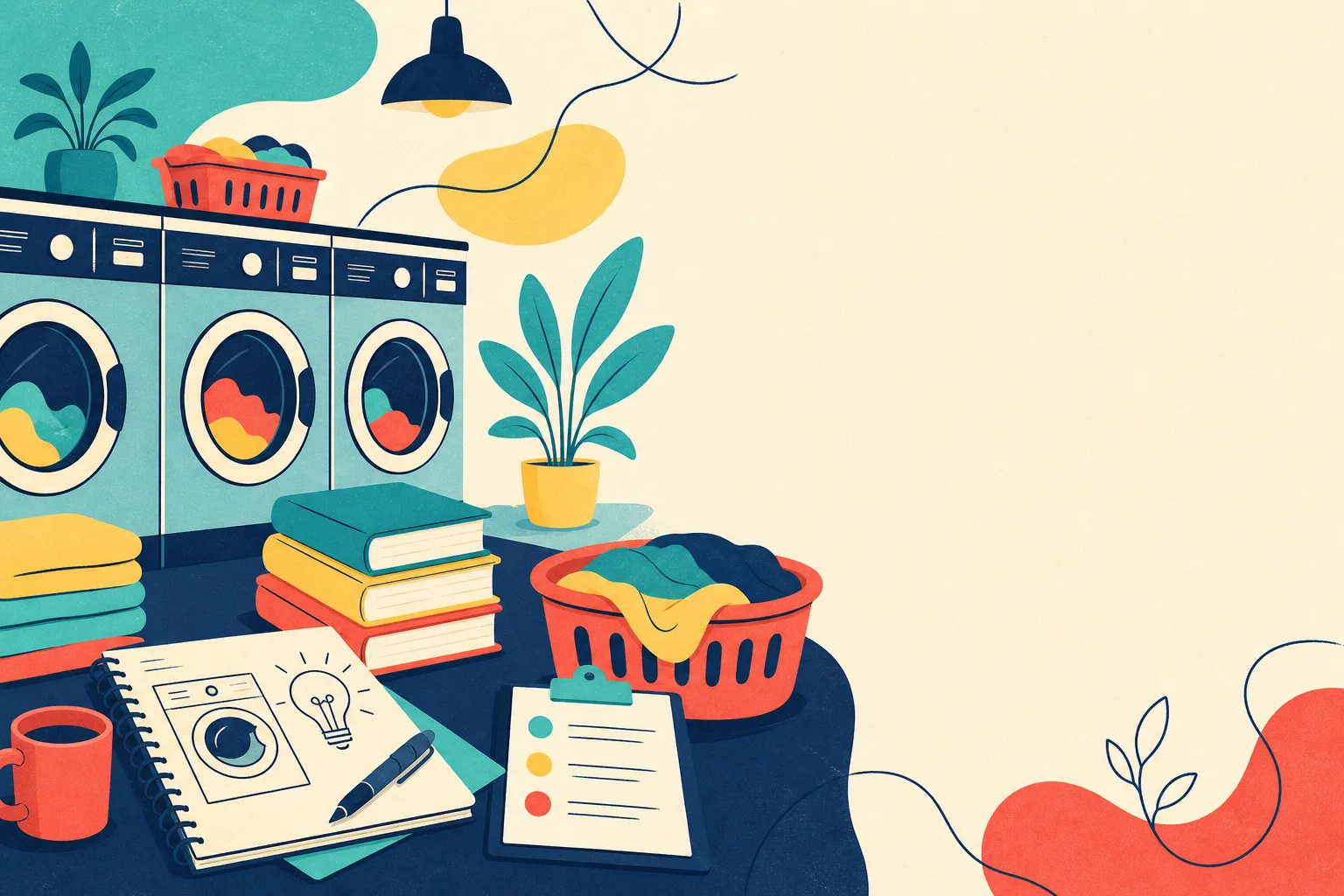 Flat illustration for the article "Great Laundromat Educational Event".