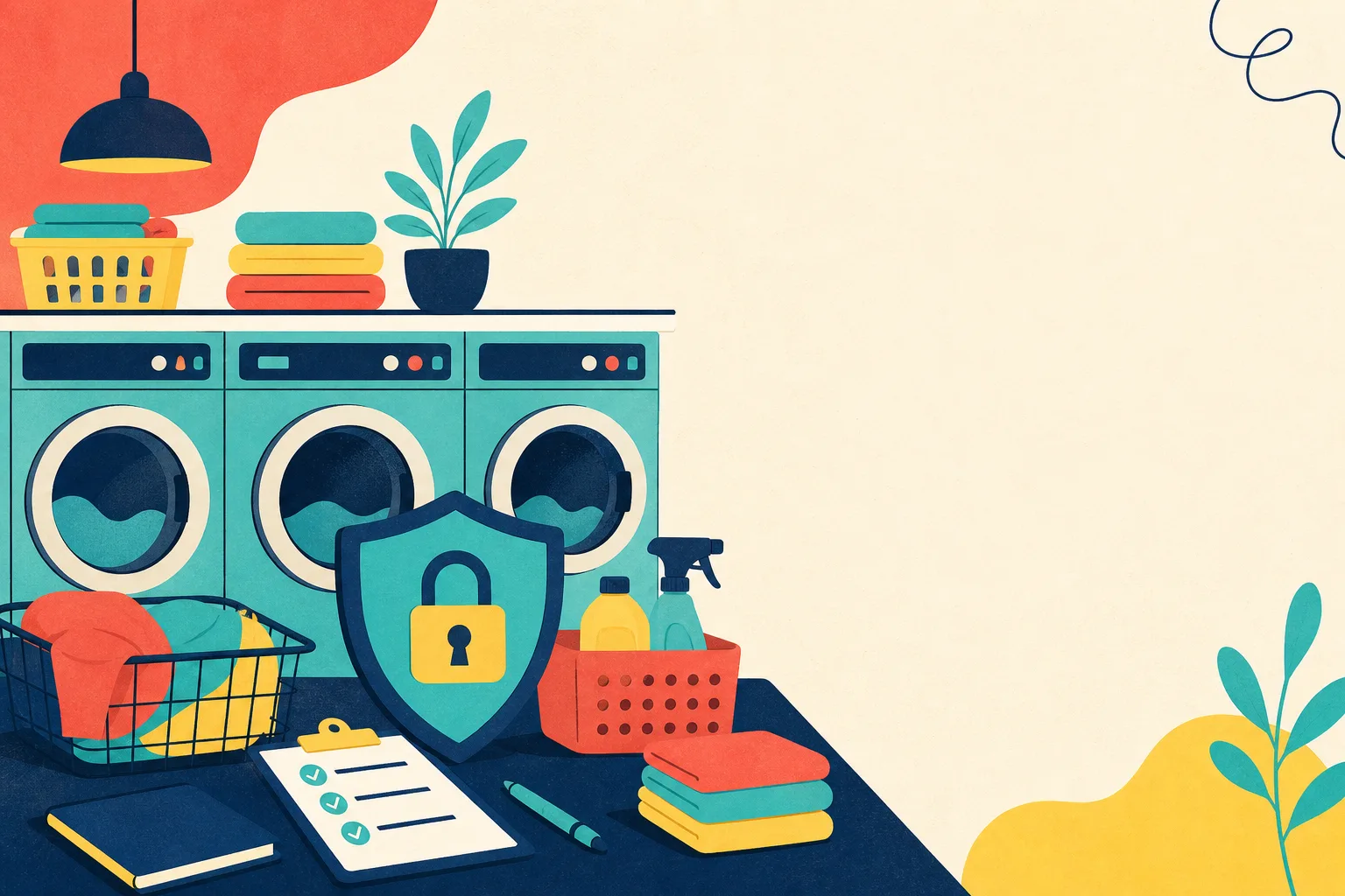 Flat illustration for the article "How To Reduce Employee Theft In Your Laundromat".