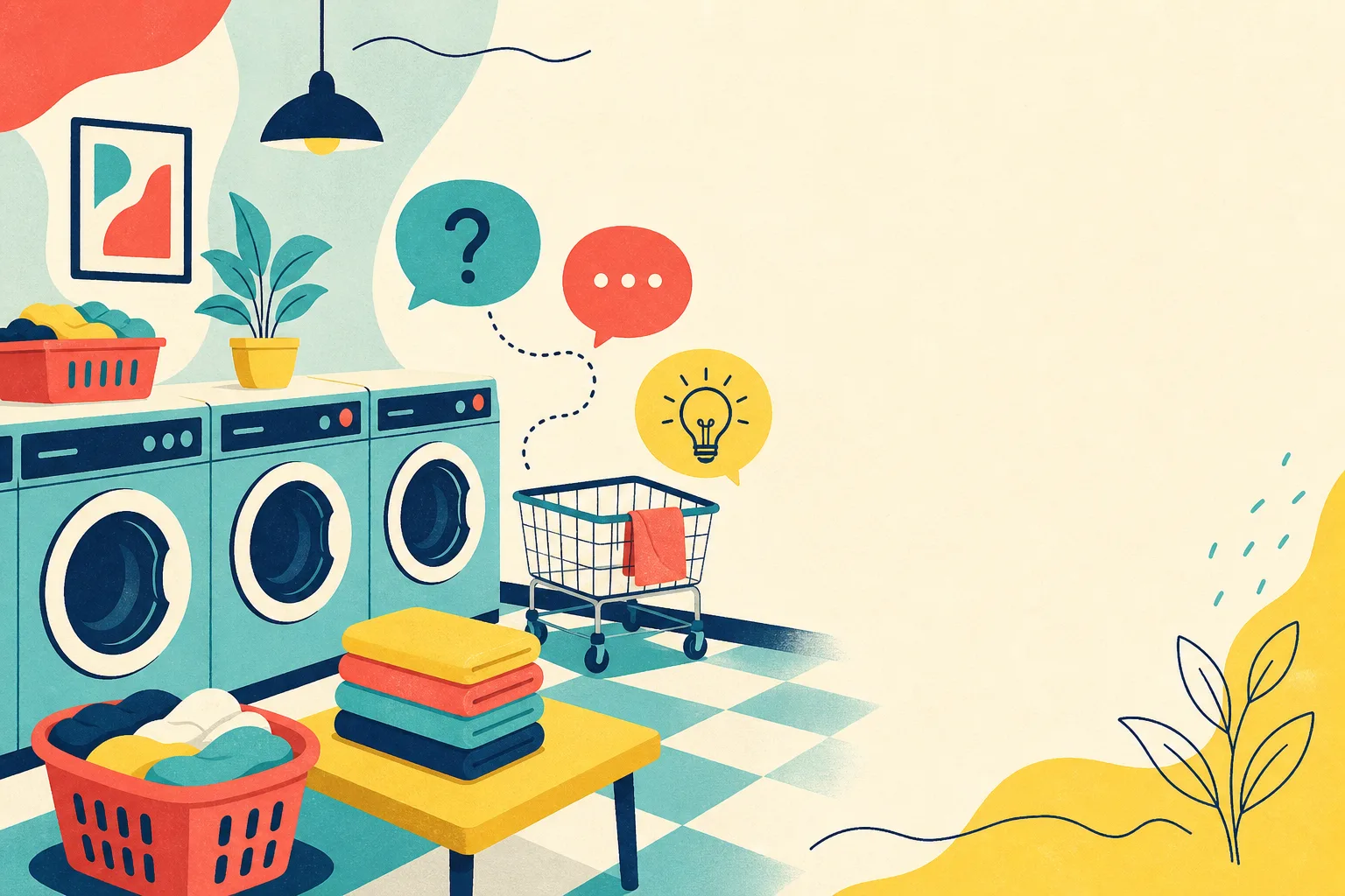 Flat illustration for the article "How Would You Advise Others on a Laundromat Question".