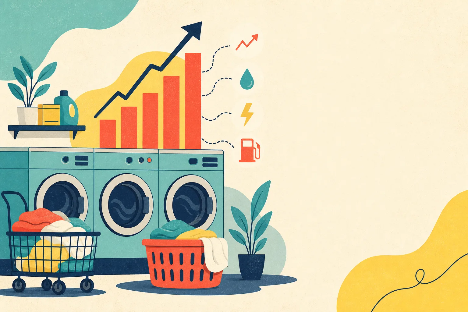 Flat illustration for the article "Impact of Inflation of Laundromat Costs".