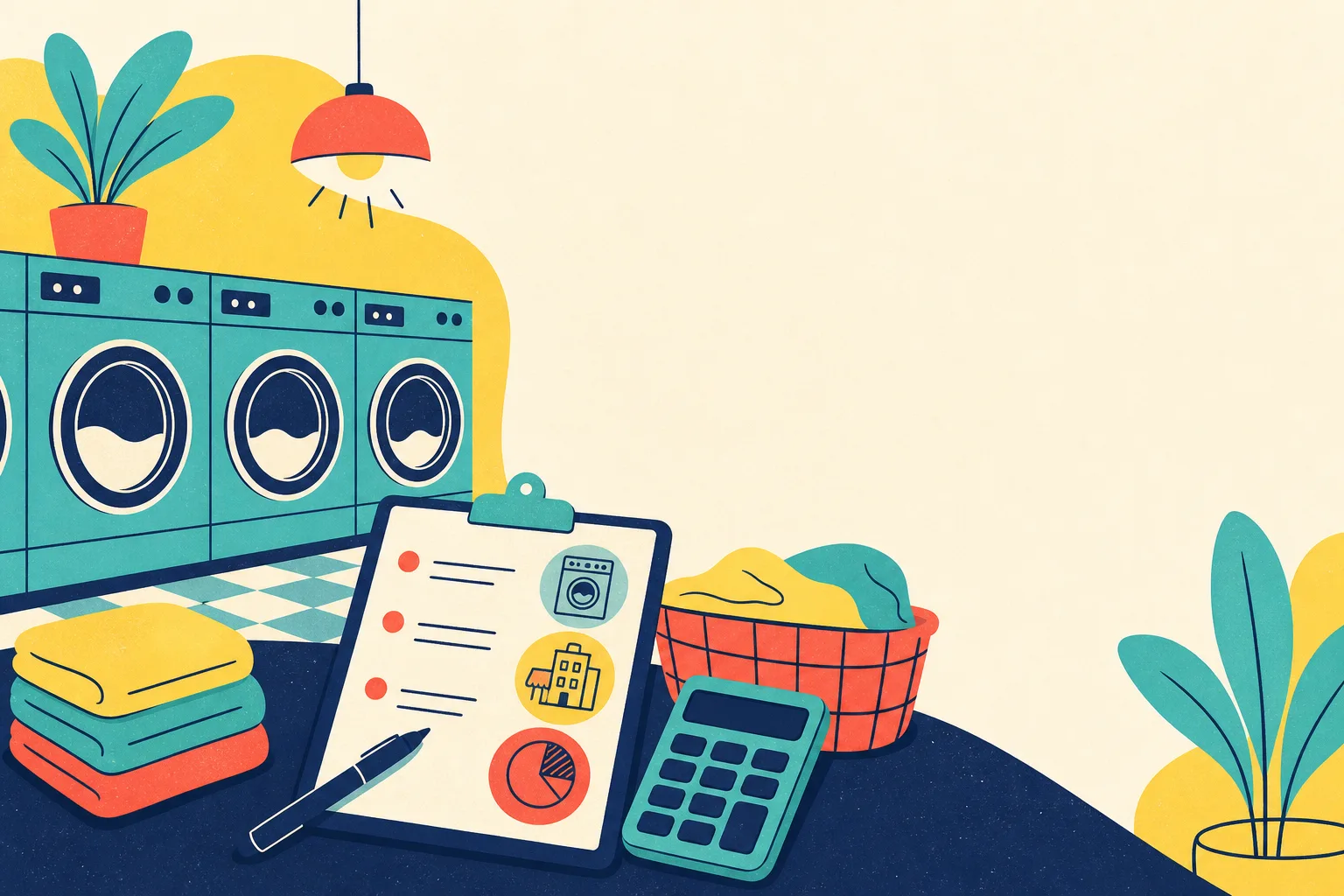 Flat illustration for the article "LAUNDROMAT DUE DILIGENCE".