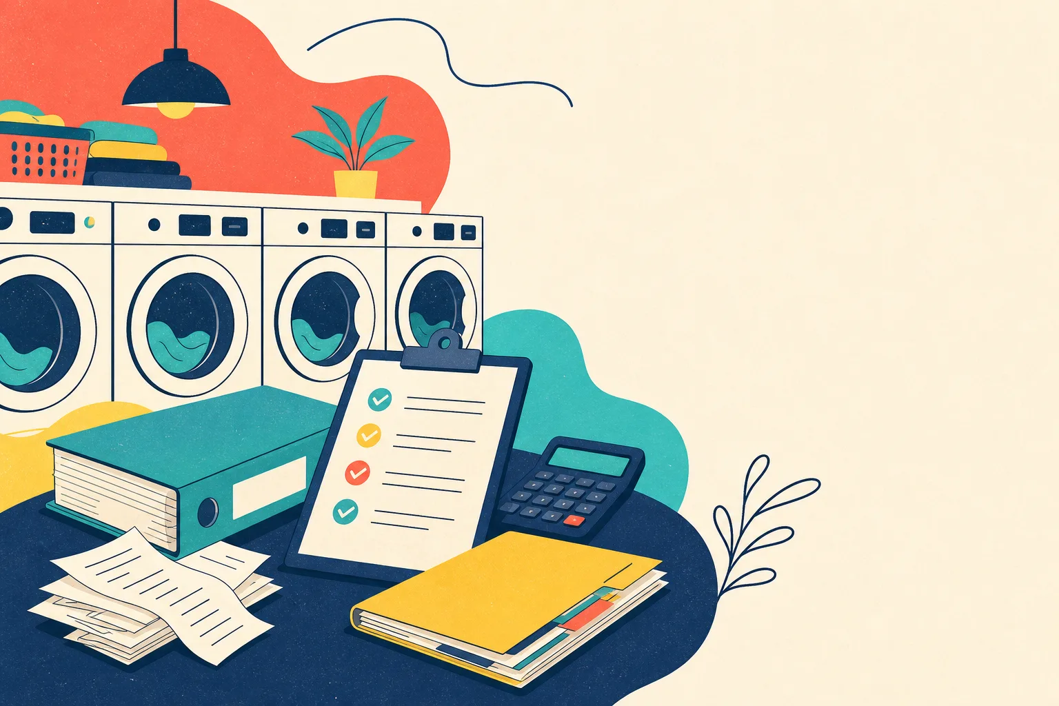 Flat illustration for the article "Laundromat Loans Record Audits".
