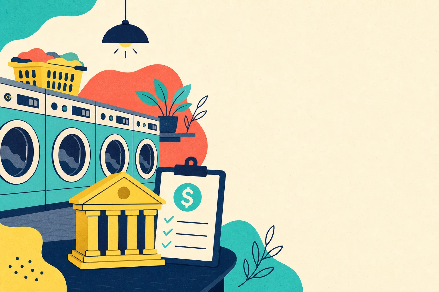 Flat illustration for the article "Need a Loan to Finance Your Laundromat Purchase".
