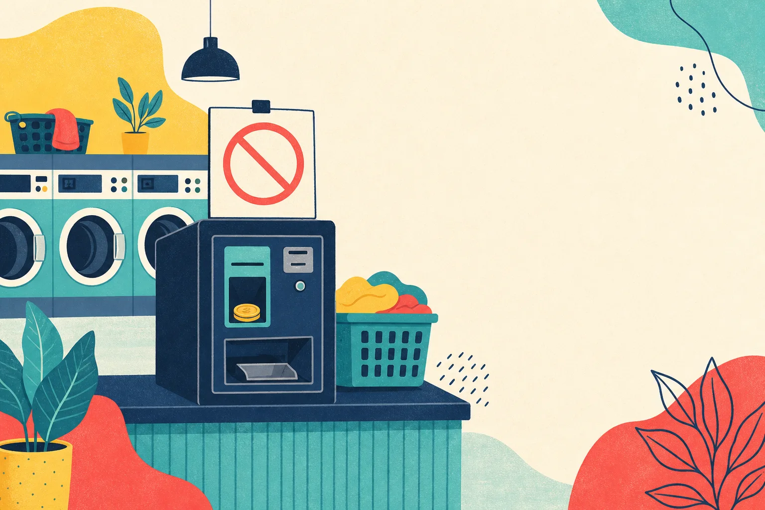 Flat illustration for the article "Posting a sign to stop people from using changer".