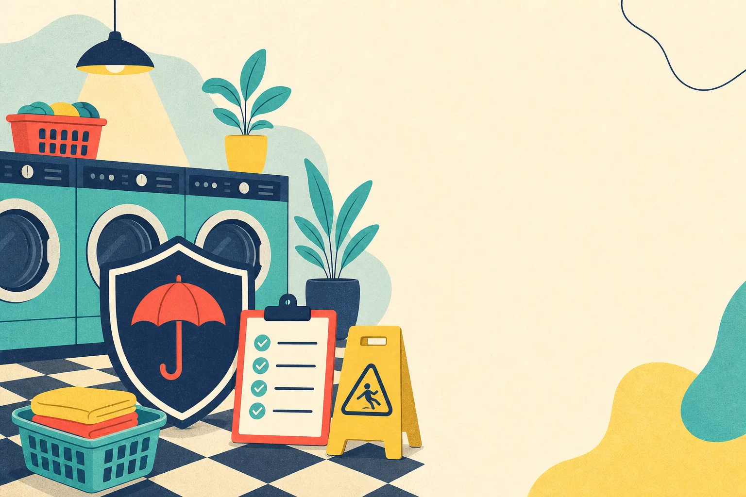 Flat illustration for the article "Protecting Yourself from Laundromat Insurance Lawsuits".