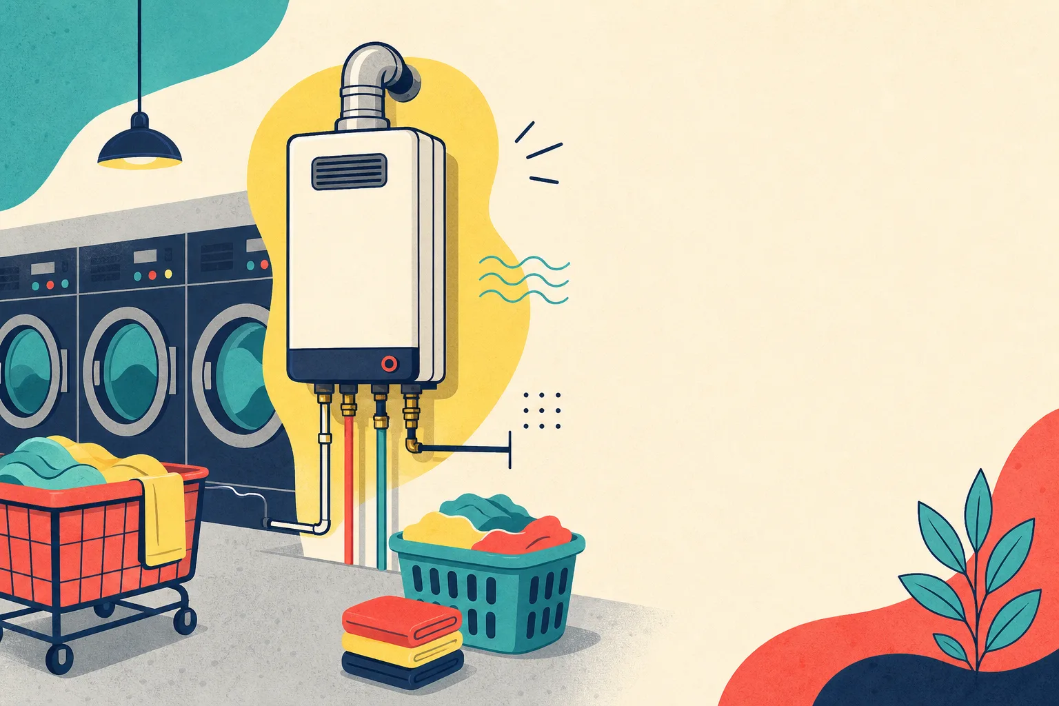 Flat illustration for the article "Tankless heaters".